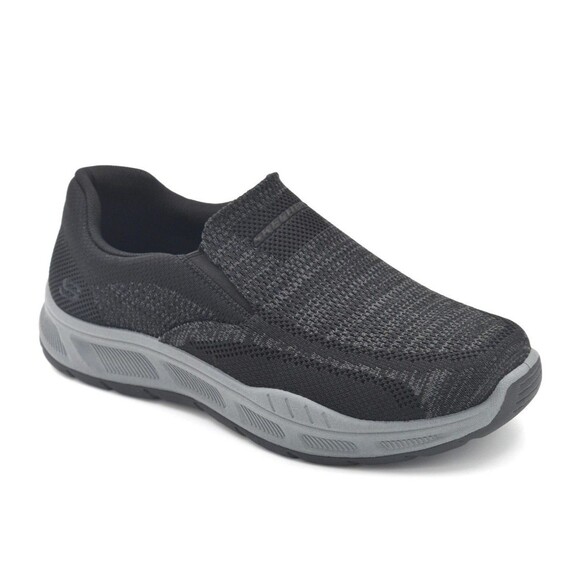 Skechers Men\'s Cohagen Knit Walk Slip-On Shoes 204849 Black Gray Casual Size 9.5